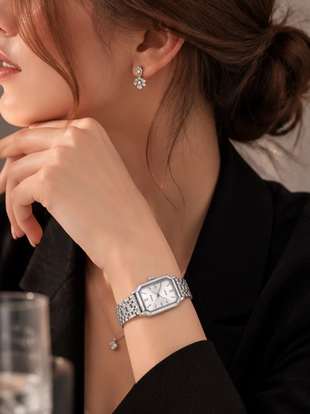 Women’s Silver Rectangle Bracelet Watch | Elegant Minimalist Quartz Wristwatch